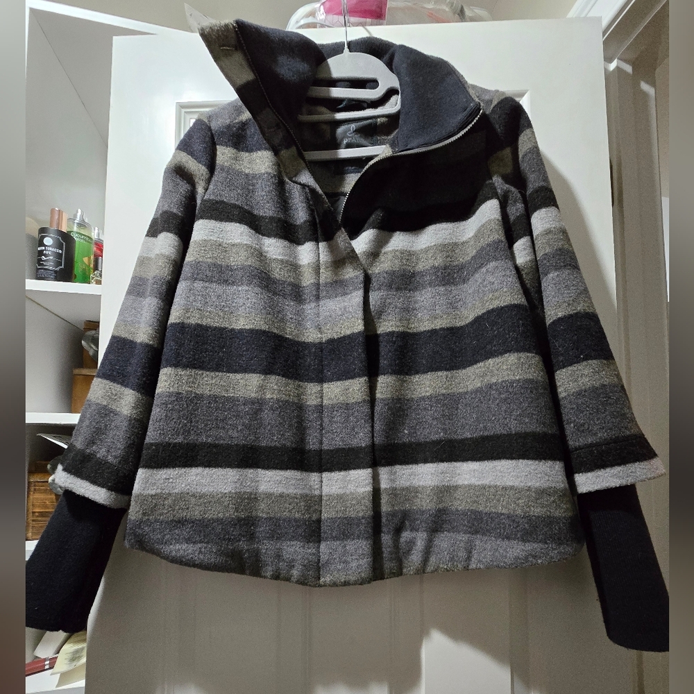 PRANA Striped Gray and Black Jacket